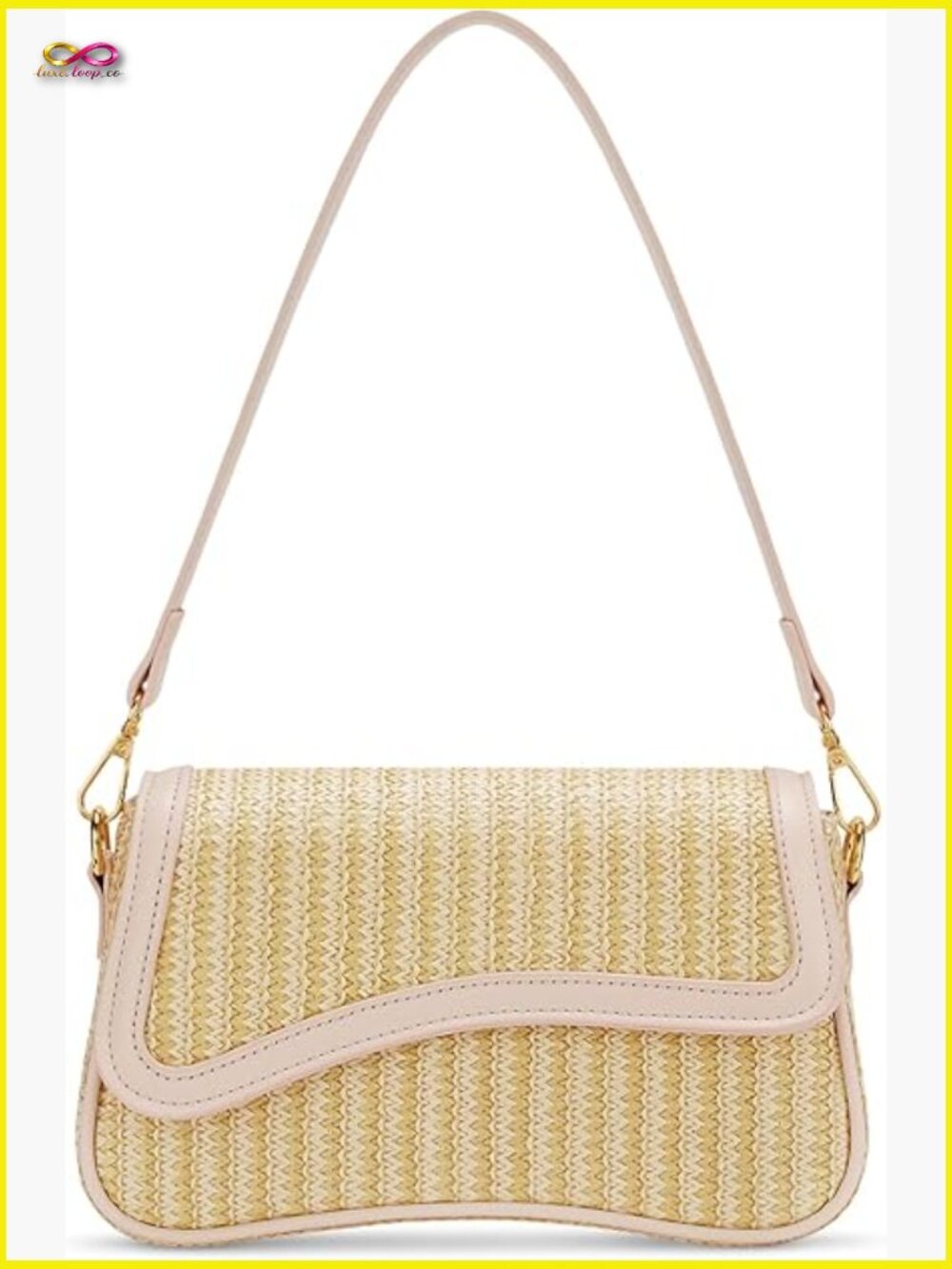 Straw Hobo Shoulder Bag with Chain Crossbody Purse Trendy Woven Clutch - Picture 1 of 7